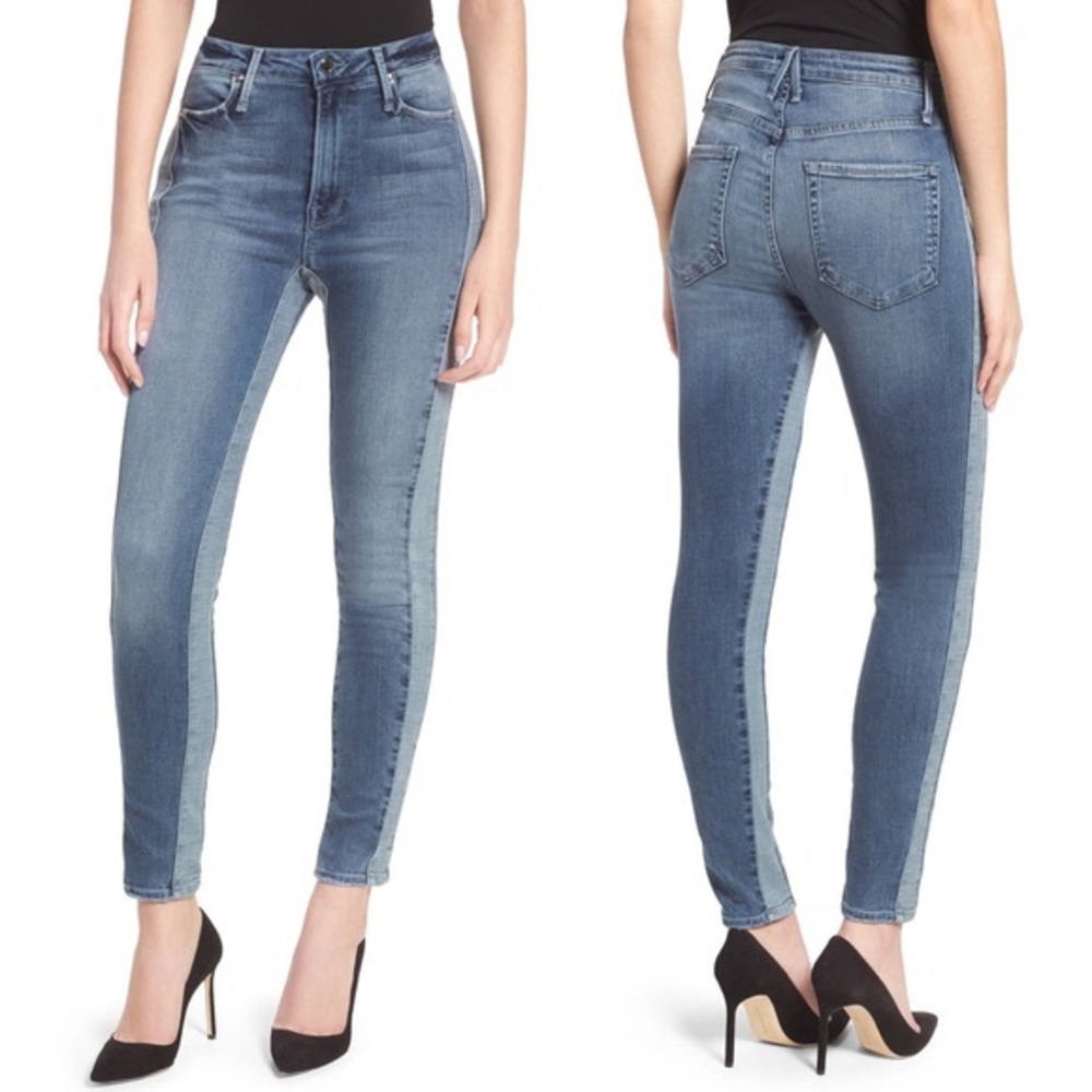 Good American Good Waist side stripe skinny jeans